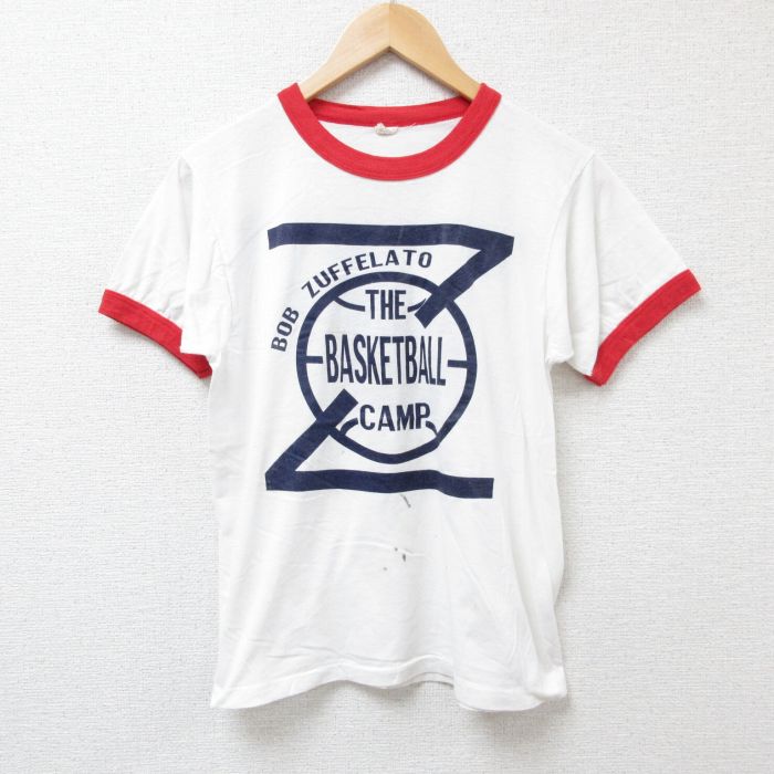 【50%OFF】S★古着 スクリーンスターズ 半袖 ビンテージ Tシャツ メンズ 80年代 80s バスケットボール コンバース クルーネック USA製 白 ホワイト リンガー 25jun25 中古