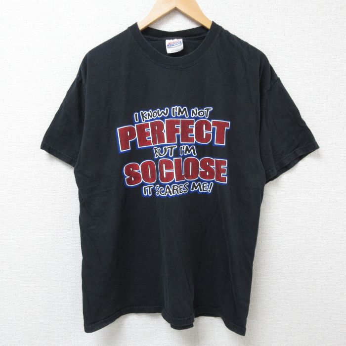 L★古着 ヘインズ Hanes 半袖 ビンテージ Tシャツ メンズ 00年代 00s メッセージ コットン クルーネック 黒 ブラック 25jun25 中古