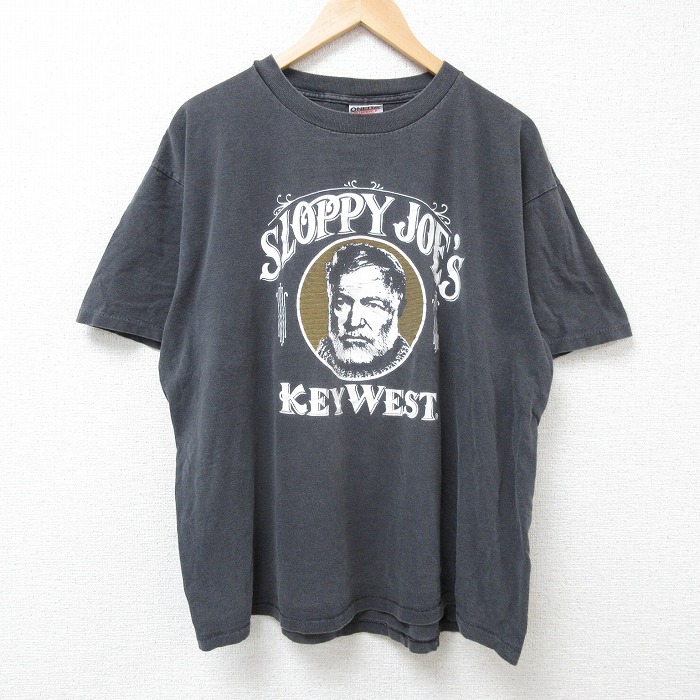 XL★古着 オニータ 半袖 ビンテージ Tシャツ メンズ 90年代 90s 大きいサイズ コットン クルーネック USA製 黒 ブラック 25jul05 中古
