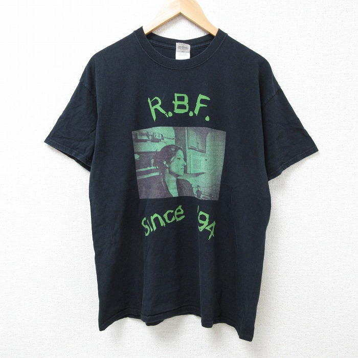L★古着 半袖 ビンテージ Tシャツ メンズ 00年代 00s R.B.F. コットン クルーネック 黒 ブラック 25jul05 中古