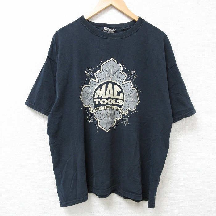 XL★古着 半袖 ビンテージ Tシャツ メンズ 00年代 00s MAC TOOLS 大きいサイズ コットン クルーネック 黒 ブラック 25jul05 中古