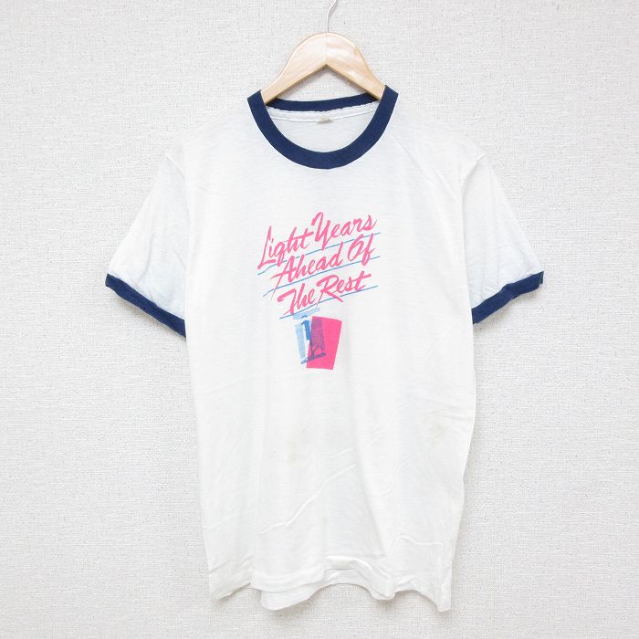 【50%OFF】L★古着 スクリーンスターズ 半袖 ビンテージ Tシャツ メンズ 80年代 80s 灯台クルーネック 白 ホワイト リンガー 【spe】 25jun26 中古