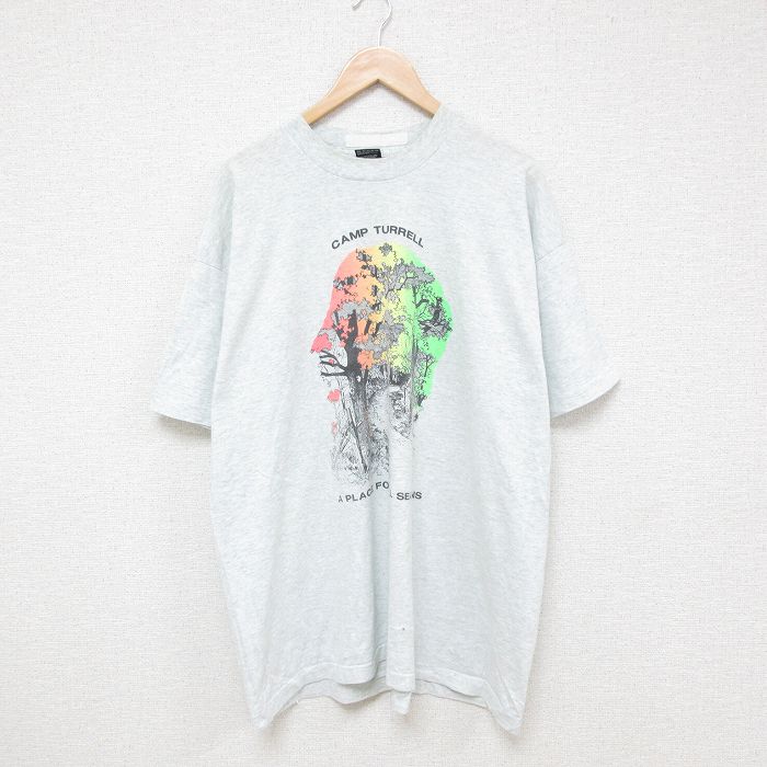 【50%OFF】フルーツオブザルーム 90s 半袖Tシャツ 木 グレー XL | 古着