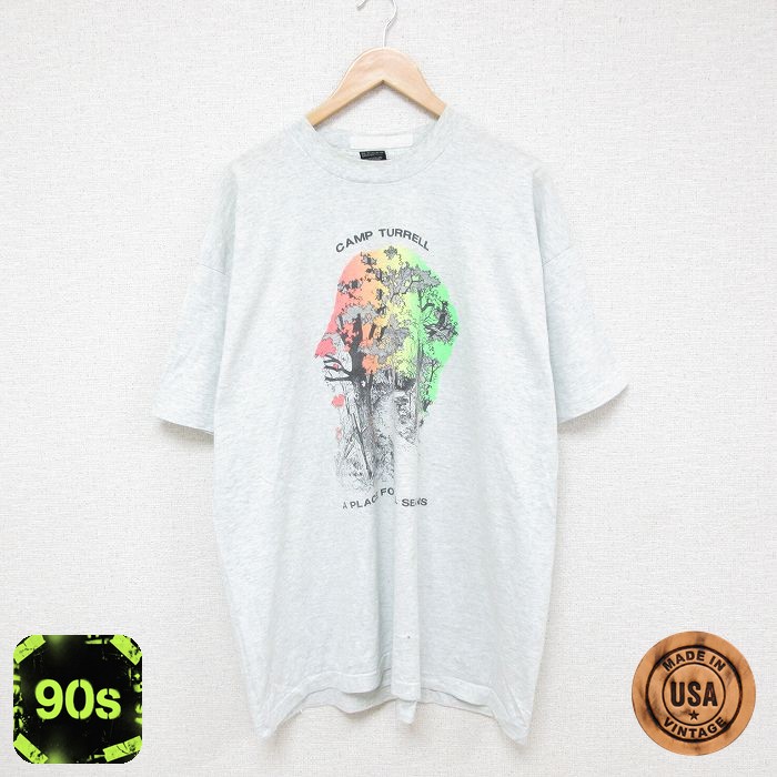 【50%OFF】フルーツオブザルーム 90s 半袖Tシャツ 木 グレー XL | 古着