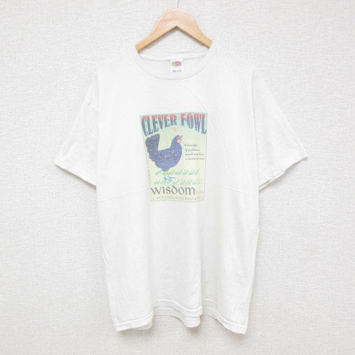 XL★古着 フルーツオブザルーム 半袖 ビンテージ Tシャツ メンズ 00年代 00s 鳥 大きいサイズ クルーネック 白 ホワイト 25jun26 中古