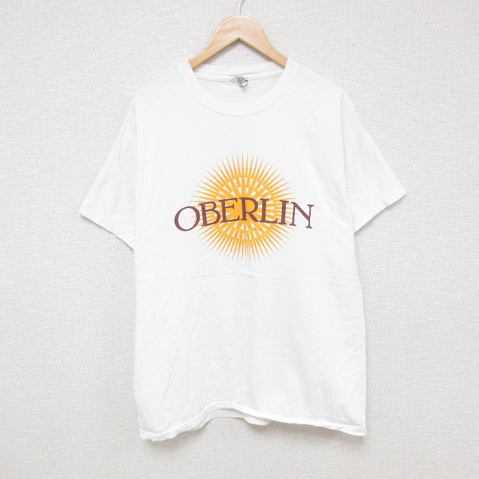 L★古着 チャンピオン champion 半袖 ビンテージ Tシャツ メンズ 00年代 00s OBERLIN コットン クルーネック 白 ホワイト 25jun26 中古