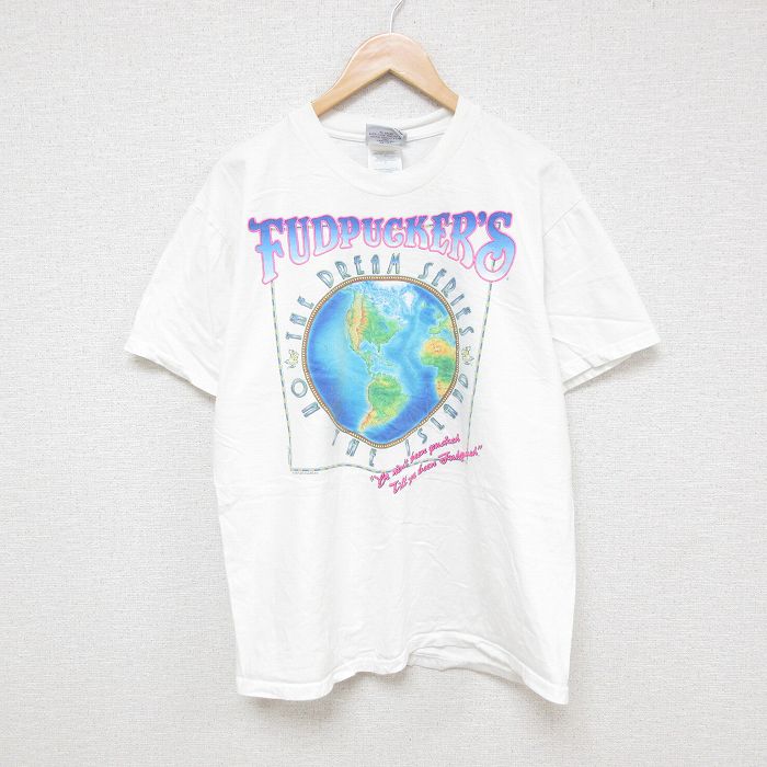 L★古着 ヘインズ Hanes 半袖 ビンテージ Tシャツ メンズ 90年代 90s ファッドパッカーズ コットン クルーネック 白 ホワイト 25jun26 中古