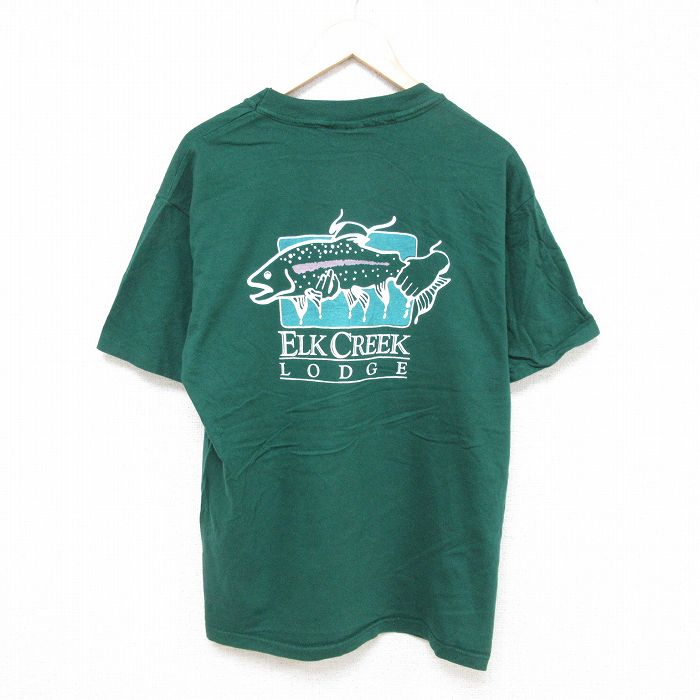 ヘインズ 00s 半袖Tシャツ 魚 グリーン L | 古着