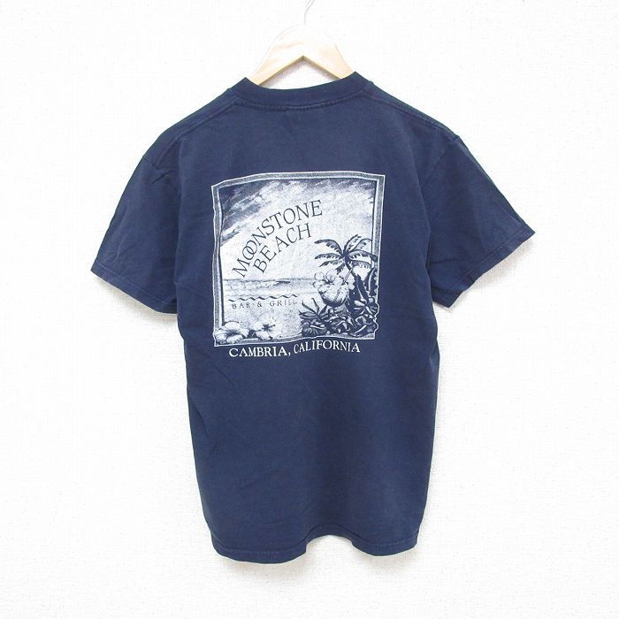 M★古着リー Lee 半袖 ビンテージ Tシャツ メンズ 90年代 90s カリフォルニア コットン クルーネック USA製 紺 ネイビー 25jun26 中古