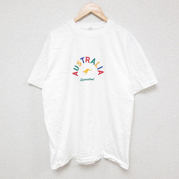 XL★古着 半袖 ビンテージ Tシャツ メンズ 00年代 00s オーストラリア コットン クルーネック 白 ホワイト 25jun26 中古