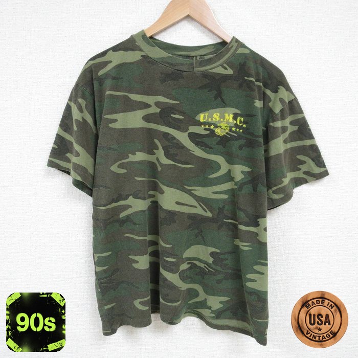 【50%OFF】90s 半袖Tシャツ USMC ウッドランドカモ グリーン XL | 古着