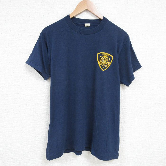 【20%OFF】L★古着 スクリーンスターズ 半袖 ビンテージ Tシャツ メンズ 80年代 80s フォース クルーネック USA製 紺 ネイビー 25jun30 中古