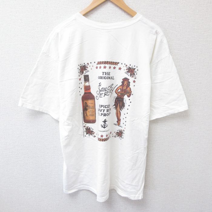 【50%OFF】XL★古着 半袖 ビンテージ Tシャツ メンズ 00年代 00s フラガール 大きいサイズ コットン クルーネック 白 ホワイト 25jun30 中古