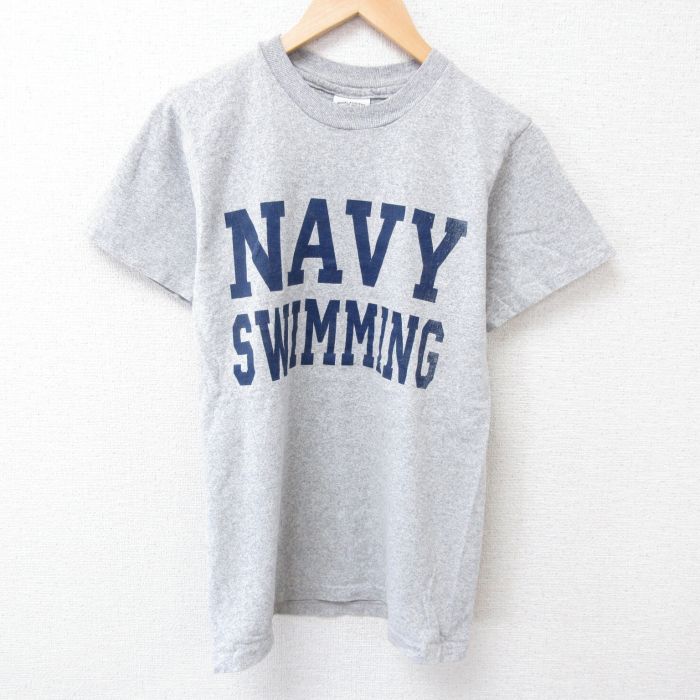 S★古着 半袖 ビンテージ Tシャツ メンズ 90年代 90s ミリタリー ネイビー NAVY クルーネック USA製 グレー 霜降り 【spe】 25jun30 中古