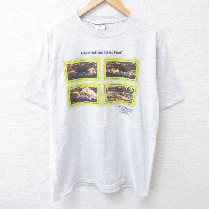 L★古着 ジャージーズ 半袖 ビンテージ Tシャツ メンズ 00年代 00s コントロール クルーネック グレー 霜降り 25jun30 中古