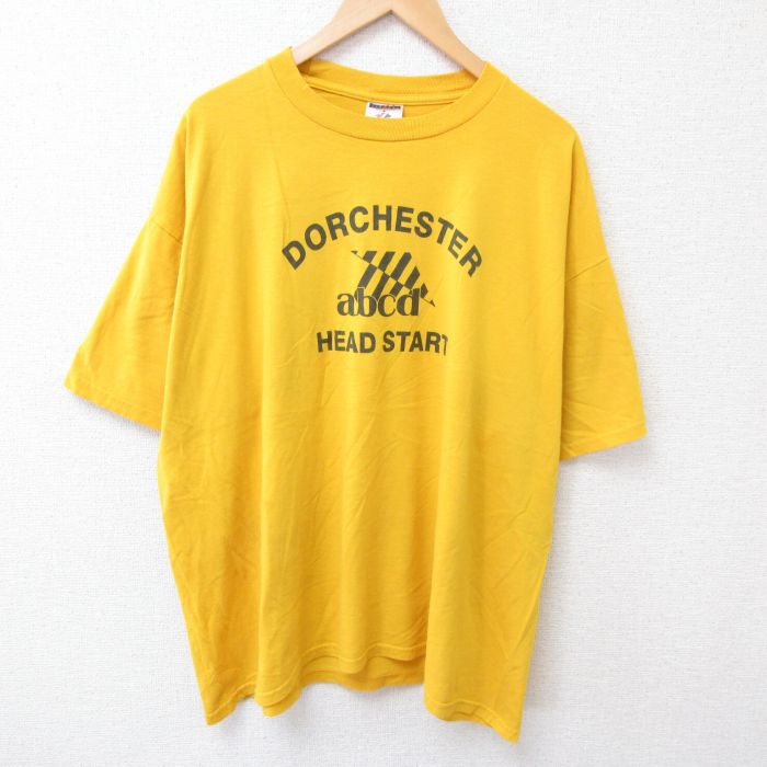 XL★古着 ジャージーズ 半袖 ビンテージ Tシャツ メンズ 00年代 00s abcd 大きいサイズ クルーネック 黄 イエロー 25jun30 中古
