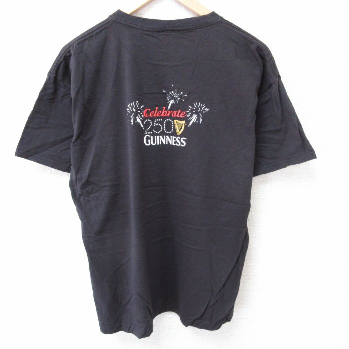 L★古着 半袖 ビンテージ Tシャツ メンズ 00年代 00s ギネス コットン クルーネック 黒 ブラック 25jun30 中古