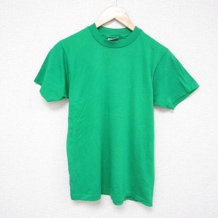 S★古着 ヘインズ Hanes 半袖 ビンテージ Tシャツ メンズ 80年代 80s クルーネック USA製 緑 グリーン 25jul01 中古