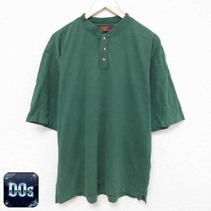 【50%OFF】FADED GLORY 00s 半袖ヘンリーネックTシャツ グリーン XL | 古着