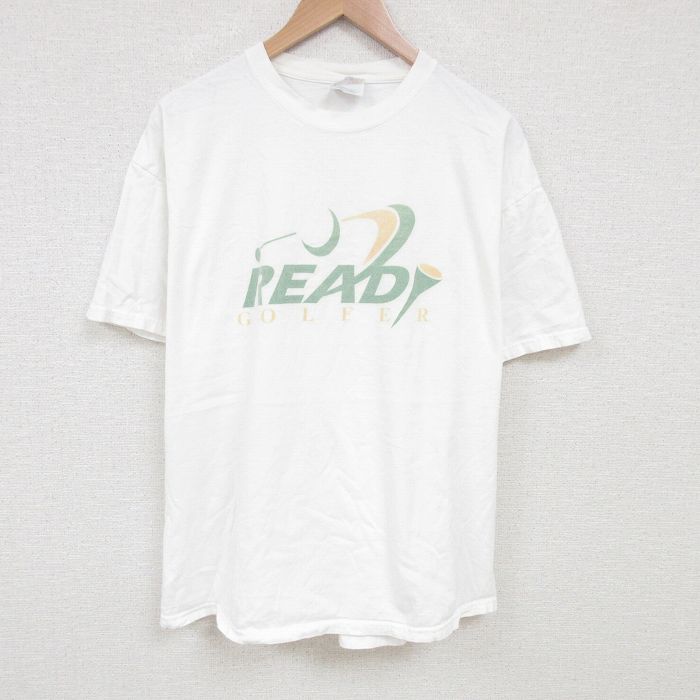 【50%OFF】XL★古着 ヘインズ Hanes 半袖 ビンテージ Tシャツ メンズ 00年代 00s ゴルフ 大きいサイズ コットン クルーネック 白 ホワイト 25jul02 中古