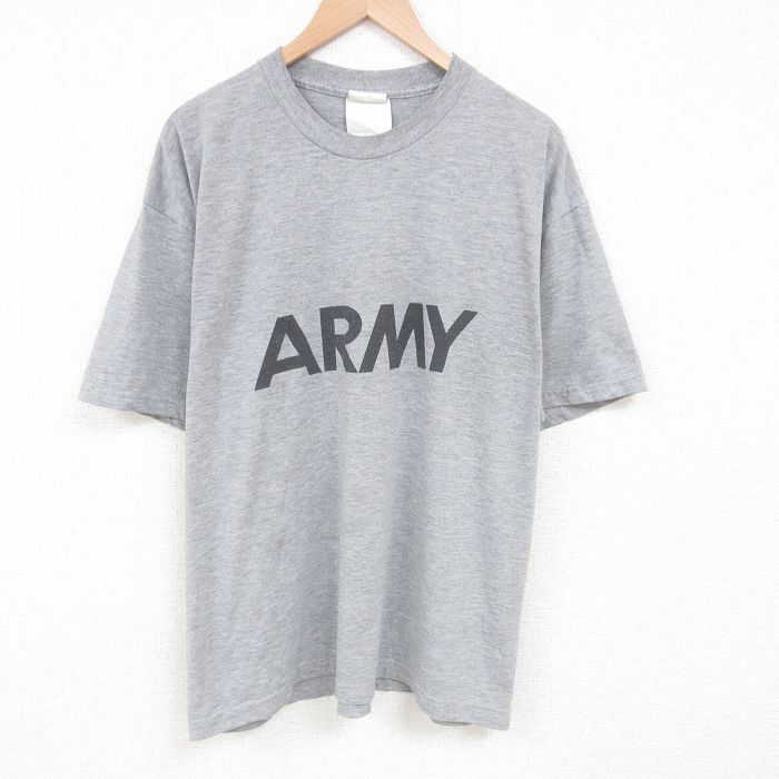 XL★古着 半袖 ビンテージ Tシャツ メンズ 00年代 00s ミリタリー アーミー ARMY リフレクター 大きいサイズ コットン クルーネック USA製 グレー 霜降り 25jul02 中古