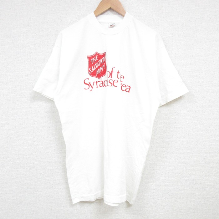 XL★古着 フルーツオブザルーム 半袖 ビンテージ Tシャツ メンズ 90年代 90s サルベーションアーミー コットン クルーネック USA製 白 ホワイト 25jul04 中古
