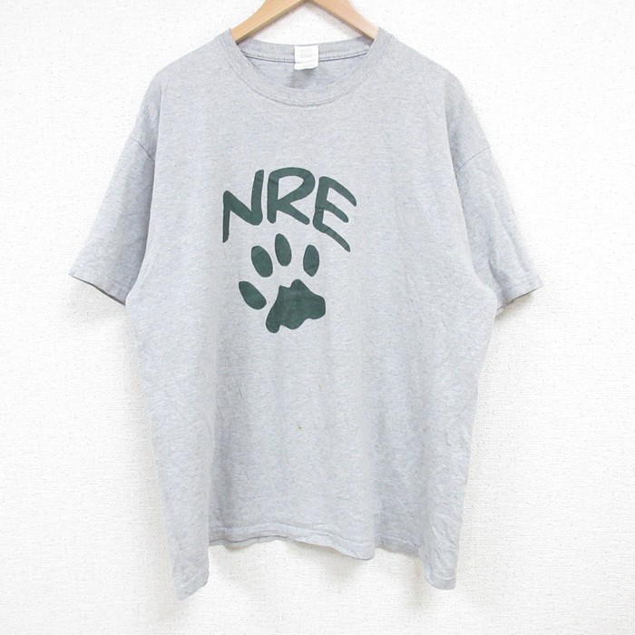 XL★古着 半袖 ビンテージ Tシャツ メンズ 00年代 00s NRE クルーネック グレー 霜降り 25jul04 中古