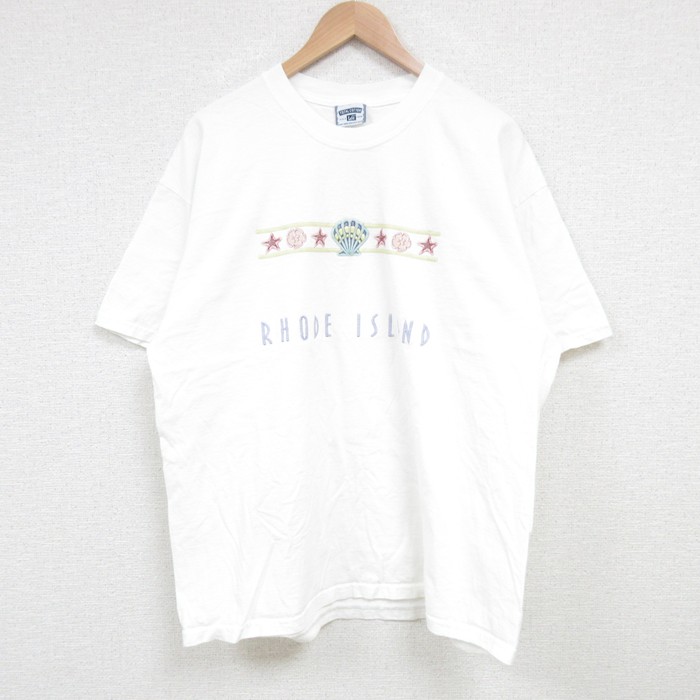 XL★古着 リー Lee 半袖 ビンテージ Tシャツ メンズ 00年代 00s RHODE コットン クルーネック 白 ホワイト 25jul04 中古