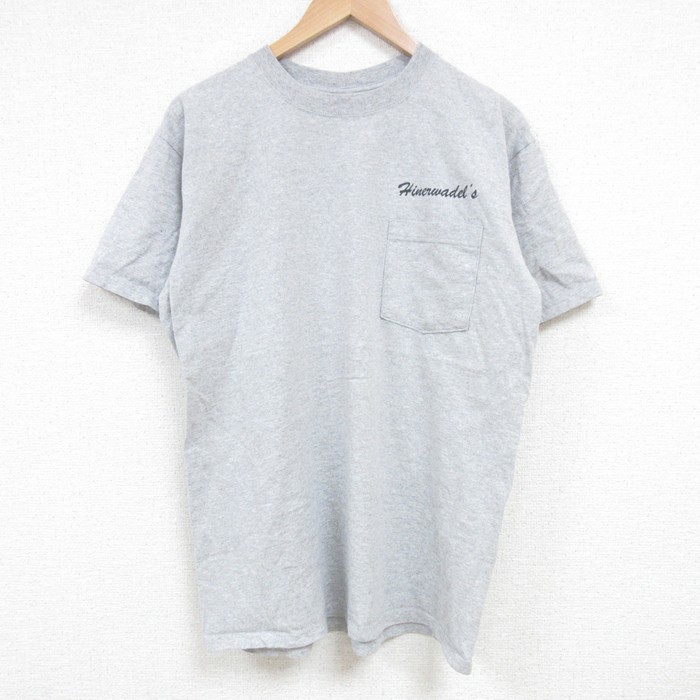 L★古着 半袖 ビンテージ Tシャツ メンズ 00年代 00s Hiner 胸ポケット付き クルーネック グレー 霜降り 25jul04 中古