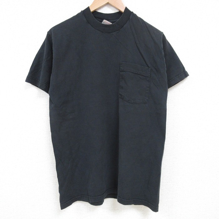 M★古着 フルーツオブザルーム 半袖 ビンテージ Tシャツ メンズ 00年代 00s 無地 胸ポケット付き コットン クルーネック 黒 ブラック 25jul03 中古