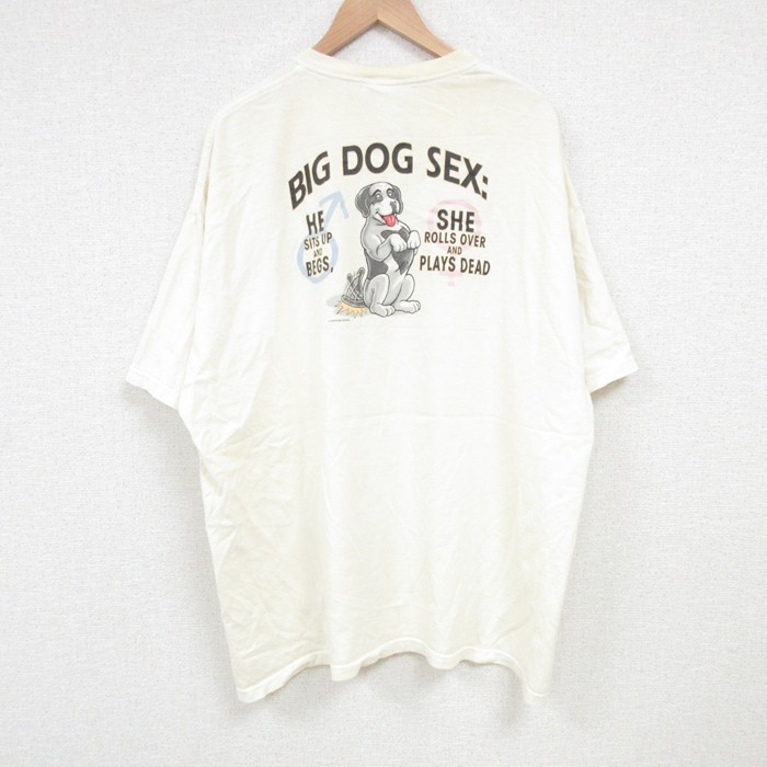 XL★古着 ビッグドッグス 半袖 ビンテージ Tシャツ メンズ 00年代 00s SEX 大きいサイズ コットン クルーネック 薄黄 イエロー 25jul03 中古
