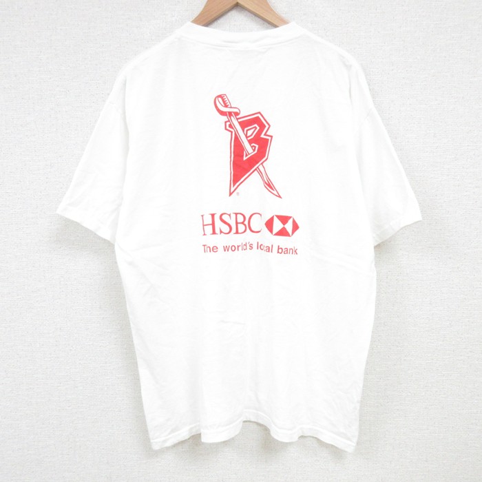 XL★古着 半袖 ビンテージ Tシャツ メンズ 00年代 00s HSBC コットン クルーネック 白 ホワイト 25jul03 中古