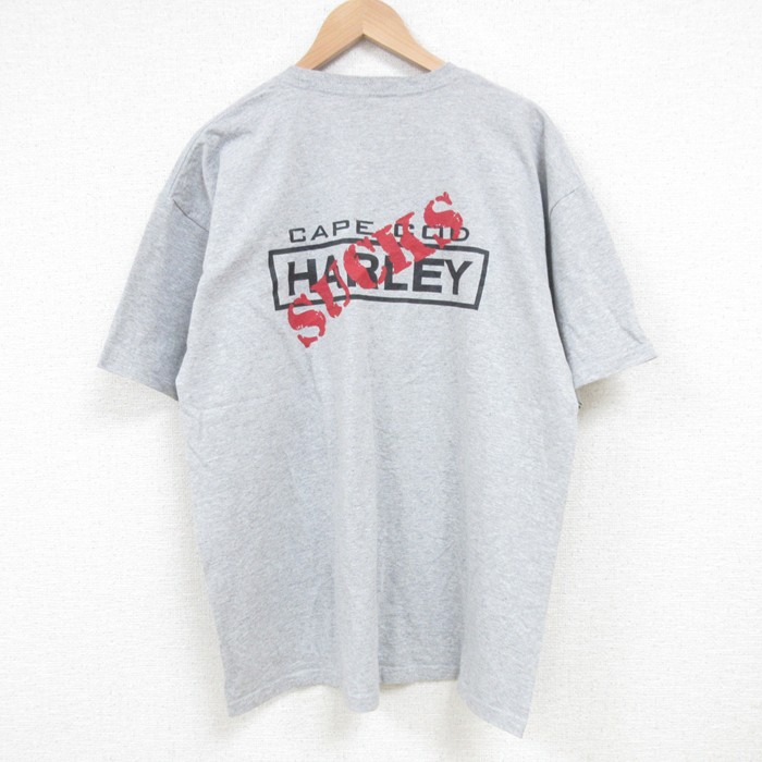 XL★古着 半袖 ビンテージ Tシャツ メンズ 00年代 00s SUCKS クルーネック グレー 霜降り 25jul03 中古