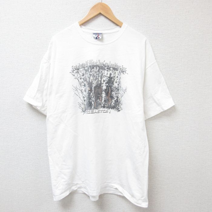 【50%OFF】XL★古着 ジャージーズ 半袖 ビンテージ Tシャツ メンズ 00年代 00s シカ 大きいサイズ コットン クルーネック 白 ホワイト 25jul07 中古