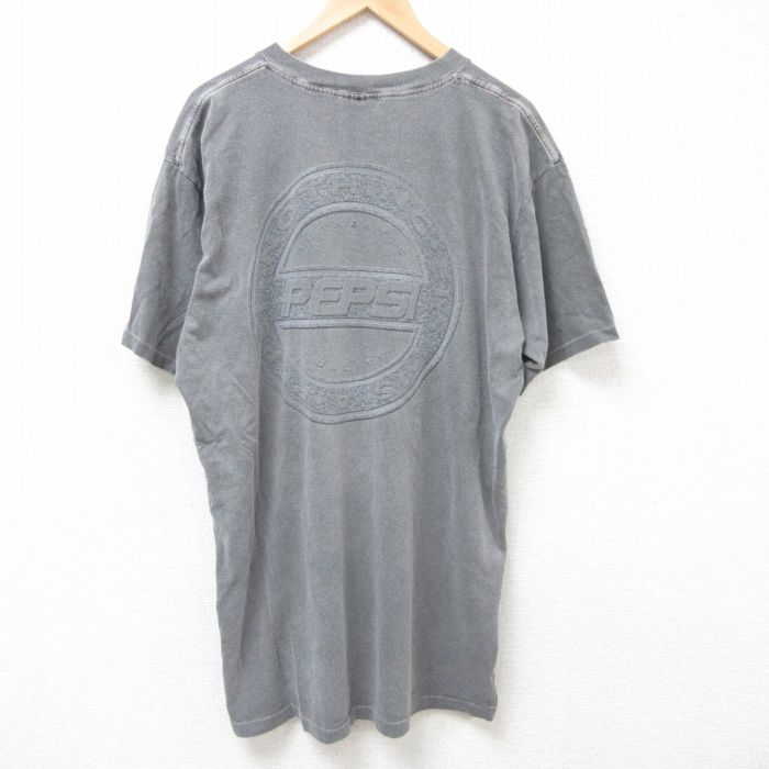 XL★古着 半袖 ビンテージ Tシャツ メンズ 90年代 90s ペプシ 大きいサイズ ロング丈 コットン クルーネック USA製 濃グレー 【spe】 25jul07 中古