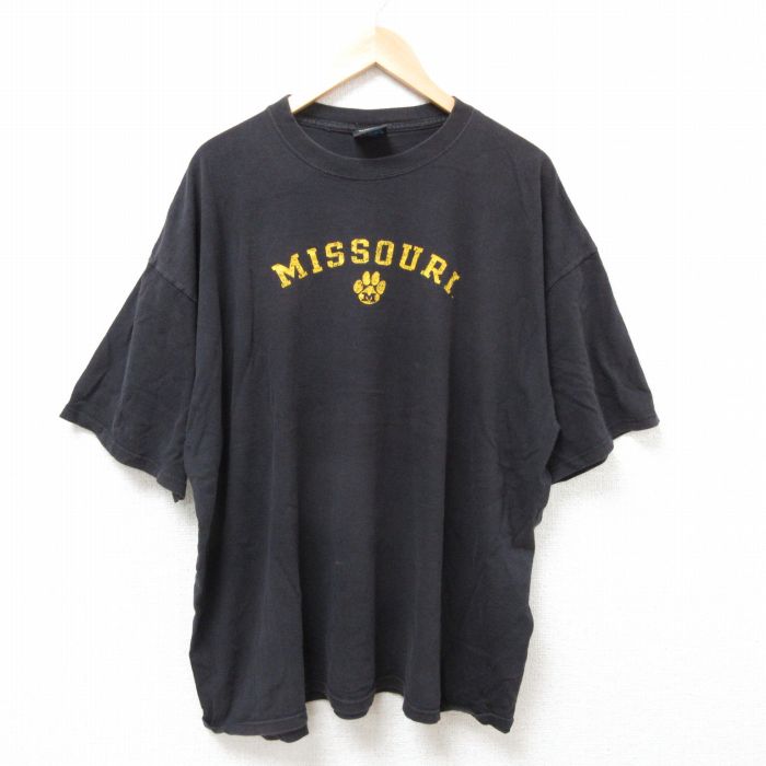XL★古着 半袖 ビンテージ Tシャツ メンズ 00年代 00s ミーズーリ 大きいサイズ コットン クルーネック 黒 ブラック 25jul07 中古