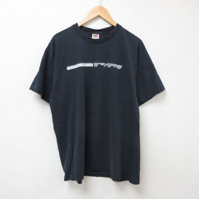 XL★古着 フルーツオブザルーム 半袖 ビンテージ Tシャツ メンズ 00年代 00s グレースケール 大きいサイズ コットン クルーネック 黒 ブラック 25jul07 中古