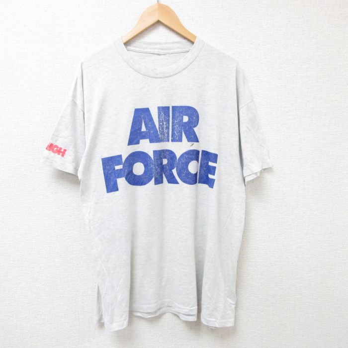 【50%OFF】XL★古着 半袖 ビンテージ Tシャツ メンズ 90年代 90s エアフォース 大きいサイズ クルーネック 薄グレー 霜降り 25jul07 中古