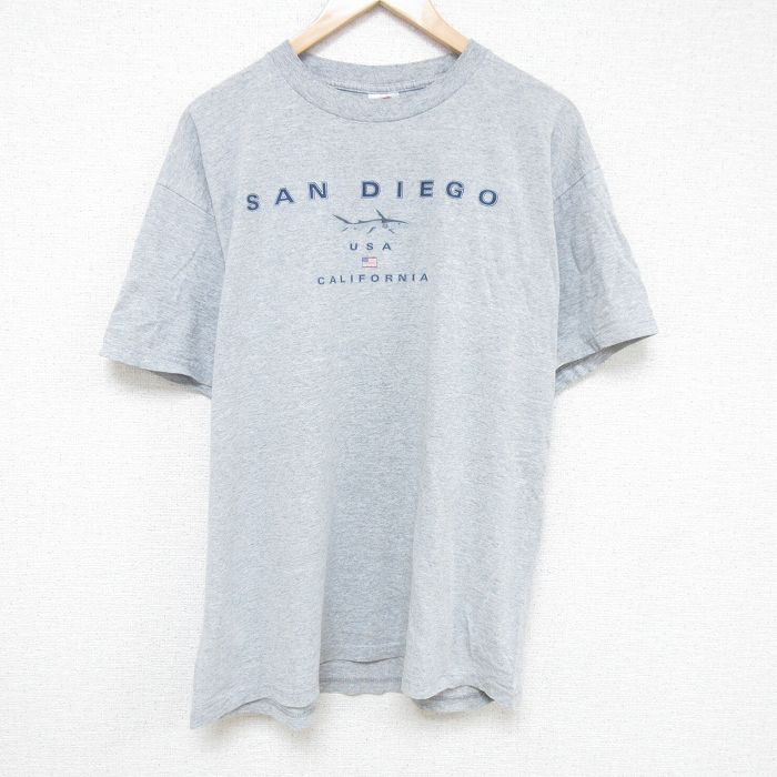 XL★古着 フルーツオブザルーム 半袖 ビンテージ Tシャツ メンズ 00年代 00s サンデイエゴ 大きいサイズ クルーネック グレー 霜降り 25jul07 中古
