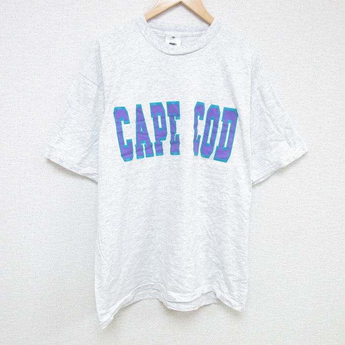 XL★古着 リー Lee 半袖 ビンテージ Tシャツ メンズ 90年代 90s ケープコッド 大きいサイズ クルーネック USA製 薄グレー 霜降り 【spe】 25jul07 中古