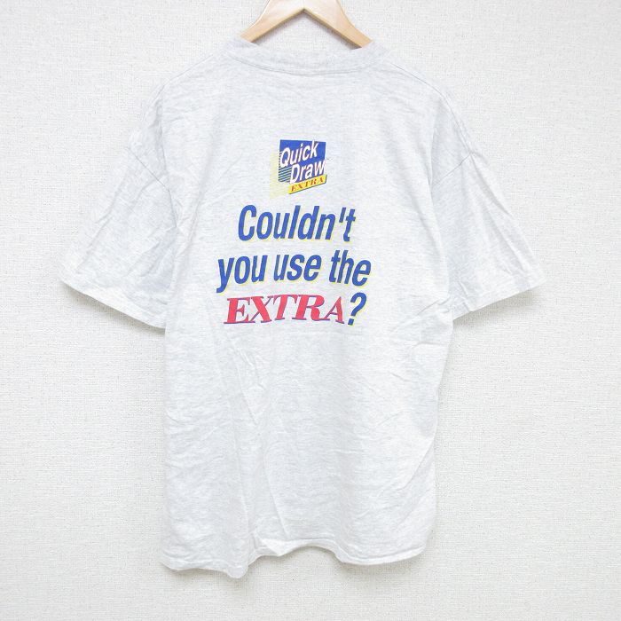 XL★古着 半袖 ビンテージ Tシャツ メンズ 00年代 00s EXTRA 大きいサイズ コットン クルーネック 薄グレー 霜降り 25jul07 中古