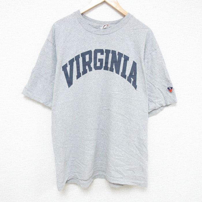 XL★古着 半袖 ビンテージ Tシャツ メンズ 00年代 00s バージニア 大きいサイズ クルーネック グレー 霜降り 25jul07 中古