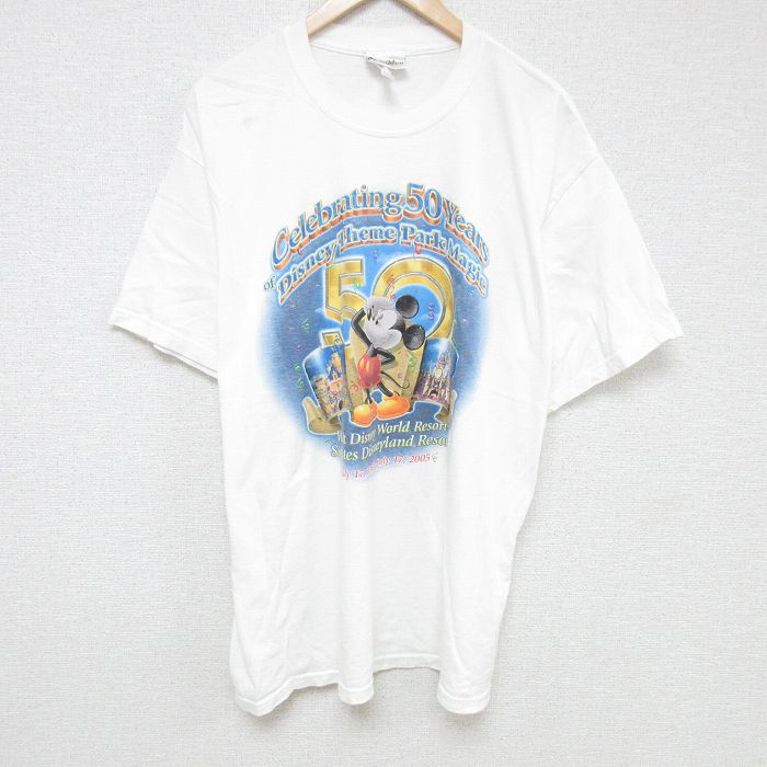 【20%OFF】XL★古着 半袖 ビンテージ Tシャツ メンズ 00年代 00s ディズニー DISNEY ミッキー MICKEY MOUSE 大きいサイズ クルーネック 白 ホワイト 25jul07 中古