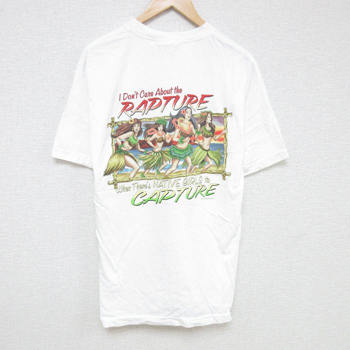 XL★古着 半袖 ビンテージ Tシャツ メンズ 00年代 00s フラガール コットン クルーネック 白 ホワイト 25jul07 中古