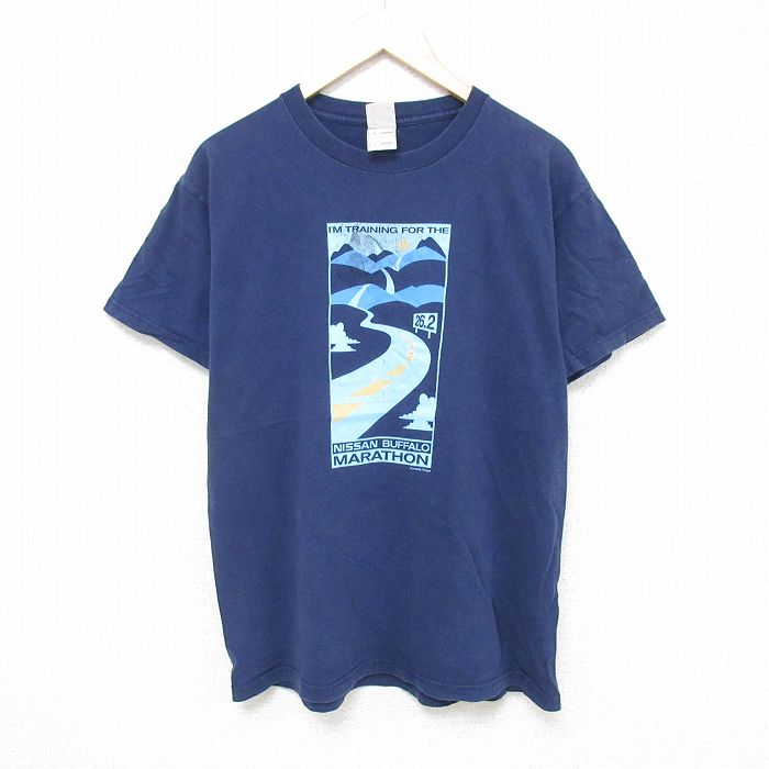 フルーツオブザルーム 00s 半袖Tシャツ マラソン ネイビー L | 古着