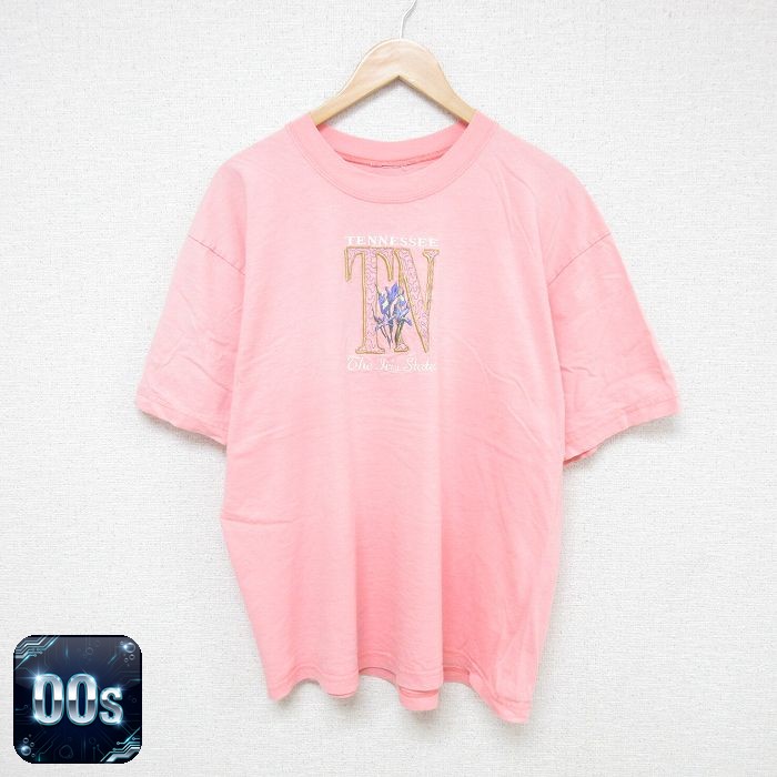 【50%OFF】00s 半袖Tシャツ 花刺繍 ピンク XL | 古着