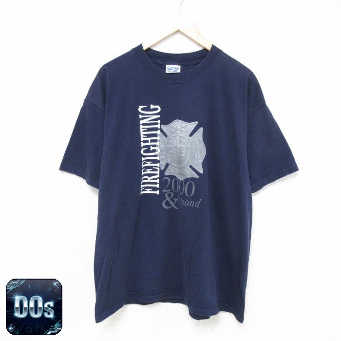 【50%OFF】00s 半袖Tシャツ 消防署 ネイビー XL | 古着