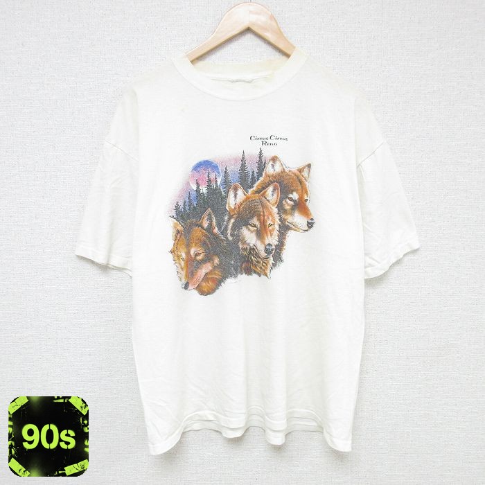 【50%OFF】90s 半袖Tシャツ オオカミ ホワイト XL | 古着