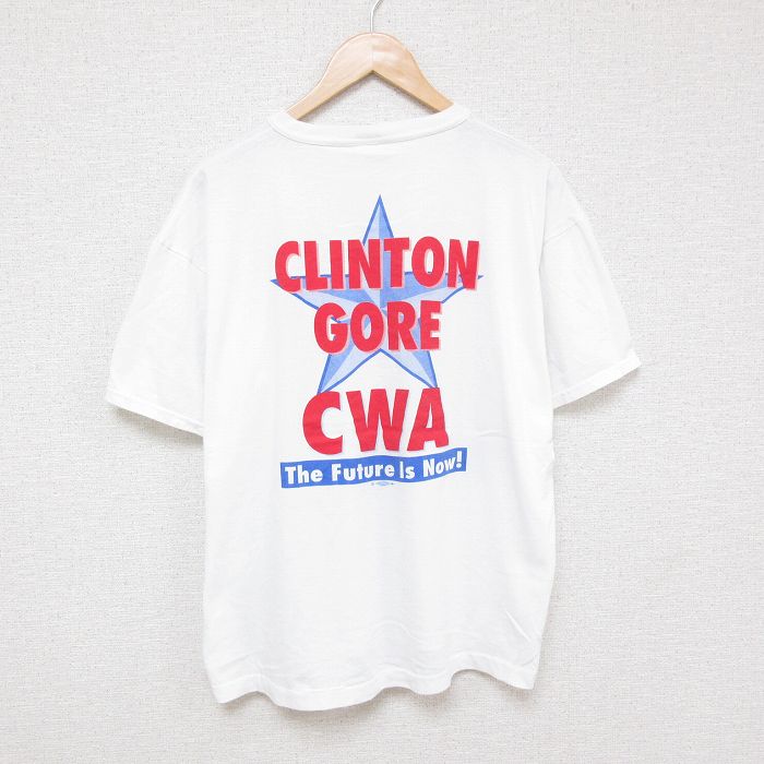 XL★古着 半袖 ビンテージ Tシャツ メンズ 90年代 90s CWA クルーネック USA製 白 ホワイト 25jul08 中古