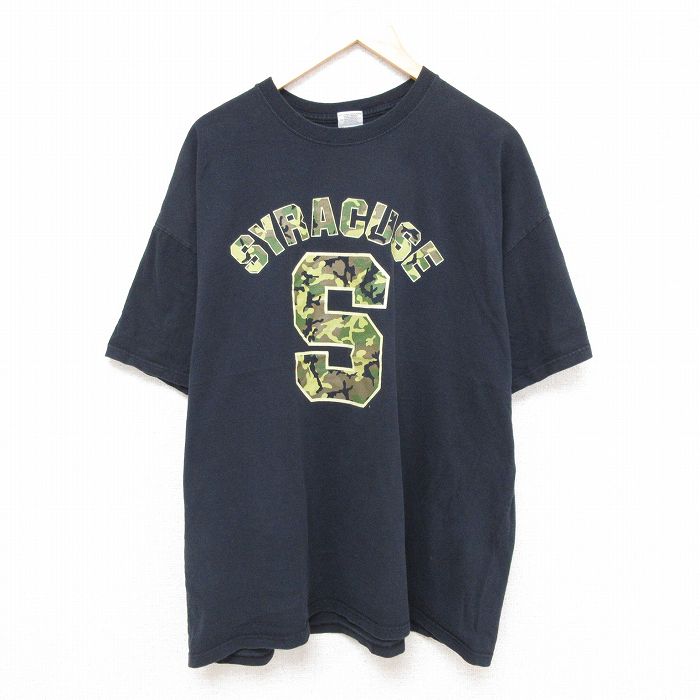 XL★古着 半袖 ビンテージ Tシャツ メンズ 00年代 00s シラギュース 大きいサイズ コットン クルーネック 黒 ブラック 25jul08 中古